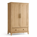 Armadio a Due Ante in Legno di Rovere con Cassetto