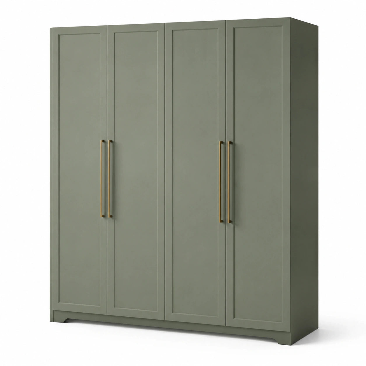 Armadio a quattro ante in legno verde con maniglie in metallo 200x180x60 cm