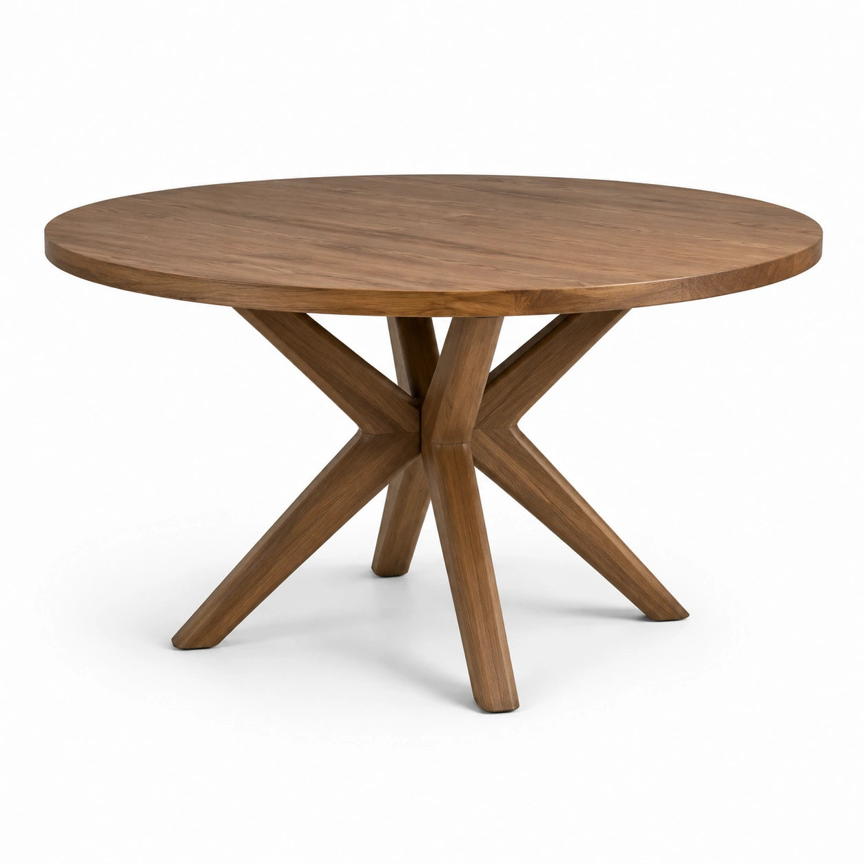 Tavolo da pranzo rotondo in legno teak marrone diametro 120 cm