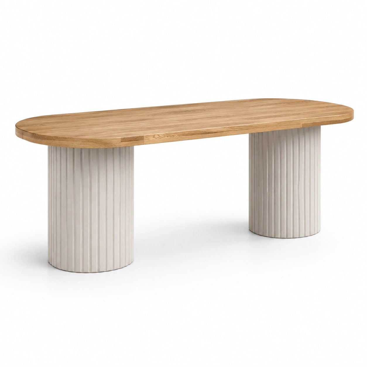 Tavolo da pranzo in legno di rovere e calcestruzzo beige 200x100x75 cm