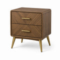 Comodino in legno con gambe in metallo dorato