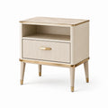 Comodino legno metallo crema e dorato