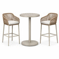 Set da bar in alluminio con sedie in corda beige